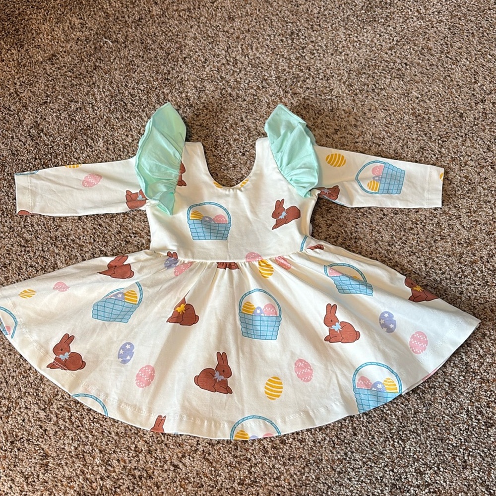 Monica + Andy chocolate Easter bunny dress 6-12 months